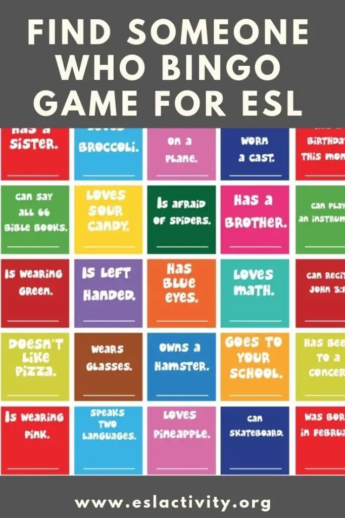 Find Someone Who Game | Get to Know you Bingo ESL Icebreaker