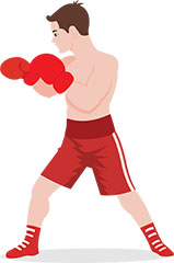 man practicing boxing
