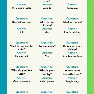 Most Common Questions and Possible Answers in English